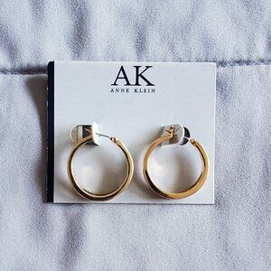 Anne Klein Gold Color Hoop Pierced Earrings. Brand New Never Used